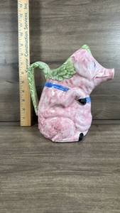 lot 134 image: Hand-Painted Ceramic Pig Teapot with Cross Design