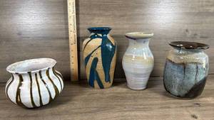 lot 152 image: Set of 4 Handmade Ceramic Pottery Vessels