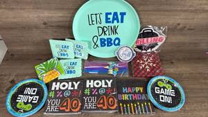 lot 216 image: Mixed Party Supplies Bundle - BBQ, Gaming, Birthday & Grilling Themed