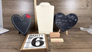 lot 219 image: Thirty-One Party Sign Set with Chalkboard Hearts and Display