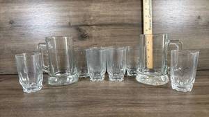 lot 226 image: Glass Pitcher and Tumbler Set with Textured Base