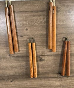 lot 233 image: Wooden Nunchucks Martial Arts Training Set