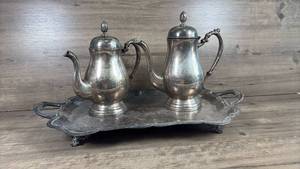 lot 251 image: FR Rogers Silver Plated Coffee Tea Service Set with Tray