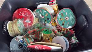 lot 266 image: Christmas Holiday Ribbon Collection with Ornaments and Decorative Items