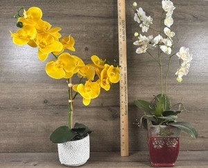 lot 289 image: Artificial Orchid Plants in Decorative Pots Set