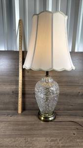 lot 291 image: Crystal Cut Glass Table Lamp with Fabric Shade