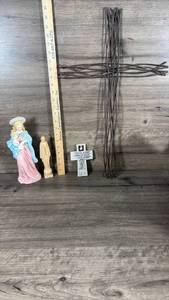 lot 304 image: Religious Figurines and Wall Cross Collection