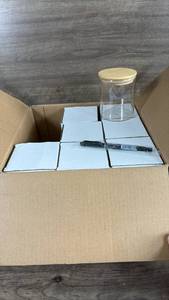 lot 318 image: Glass Storage Canisters with Bamboo Lids Set