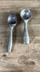lot 326 image: Pewter ice cream scoops Textured Handles Set of 2