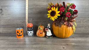 lot 338 image: Halloween Fall Decoration Bundle with Pumpkin Centerpiece
