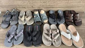 lot 356 image: Size 7 Mixed Brand Womens Sandals and Flip Flops Collection