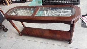 lot 359 image: Mahogany Glass Top Coffee Table with Lower Shelf