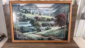 lot 371 image: Framed Country Village Landscape Print