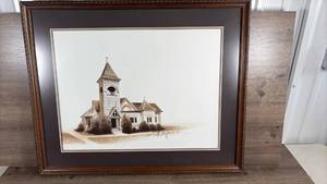 lot 377 image: First Presbyterian Church Watercolor Print by Logan Jensen