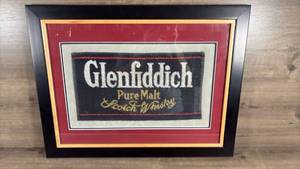 lot 381 image: Glenfiddich Pure Malt Scotch Whisky Framed Bar cloth
