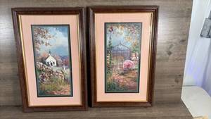 lot 385 image: Framed Country Cottage and Garden Gate Print Set