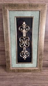 lot 389 image: Framed Ornamental Metal Scrollwork Wall Art