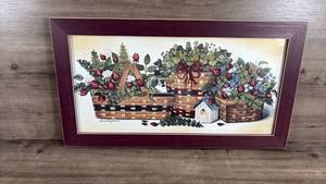 lot 390 image: Laurie Korsgaden Garden Basket Still Life Framed Print