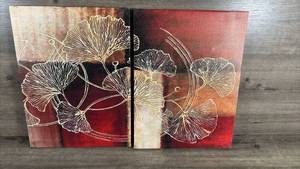 lot 391 image: Ginkgo Leaf Canvas Art Set