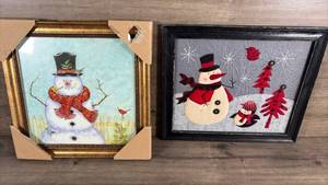 lot 395 image: Christmas Snowman Wall Art Set