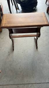 lot 410 image: Wooden Console Table with Inlay Design and Storage Shelf
