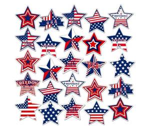 lot 57526 image: 30 Pieces Patriotic Star Refrigerator Magnets Set 4th of July Garage Magnets Independence Day Stars Stripes Magnet Decals for Independence Day Mailbox Car Kitchen Metal Door Cabinets - Retail $14