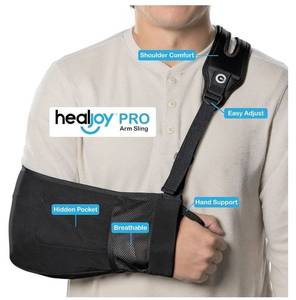 lot 57534 image: Pro Arm Sling with Split-Strap Support Ergonomic Shoulder & Arm Brace, Lightweight Breathable Mesh, Adjustable Left or Right, Pain-Relief Comfort for Men & Women - Retail $21