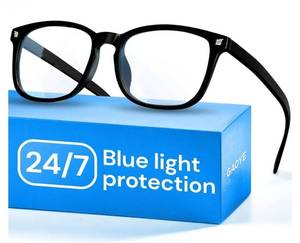 lot 57539 image: Black Blue Light Glasses for Computer & Gaming - Anti UV Ray Lenses, Scratch-Resistant & Comfort Fit(bright black) - Retail $14