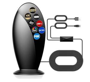 lot 57543 image: Indoor Digital TV Antenna,1200 Miles Super Long Range, Smart Chip for Local HD Channels-Amplifier Signal Booster,4K 1080p Support for Smart&Older TVs 18ft Coax Cable, Easy Setup - Retail $30