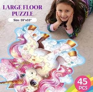 lot 57584 image: Jumbo Floor Puzzle for Kids,45 Piece Unicorn Large Jigsaw Puzzles,Puzzle for Toddler Ages 3-5,Fun Educational Preschool Learning Toy Easter Gift for Boys & Girls Ages 4-8 (Shimmery Unicorn) - Retail $26