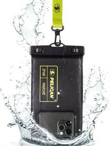 lot 57588 image: Pelican Marine - IP68 Waterproof Phone Pouch (Regular Size) Floating Waterproof Phone Case - Beach Cruise Ship Travel Essentials - Works with All Phones - Detachable Lanyard - BlackHi-Vis Yellow - Retail $20