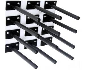 lot 57590 image: 12 Pack 5 Black Steel Tube Floating Shelf Bracket Blind Shelf Supports Hidden Brackets for Floating Wood Shelves - Retail $0