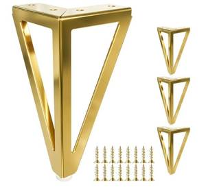 lot 57592 image: 6 Inch Solid Metal Furniture Legs, Heavy Duty Gold Furniture Sofa Feet, DIY Replacement Couch Legs, Suitable for Sofas, Coffee Tables, Cabinets - with Rubber Floor Protectors (Set of 4) - Retail $22