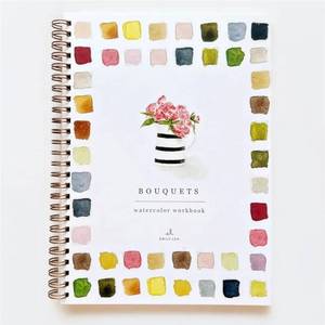 lot 57596 image: Bouquets Watercolor Workbook by Emily Lex Studio, 12 Beginner Friendly Sketched Illustrations, Lay Flat Spiral Pages, 6.5 x 9 inch, 120lb Watercolor Paper - Retail $24