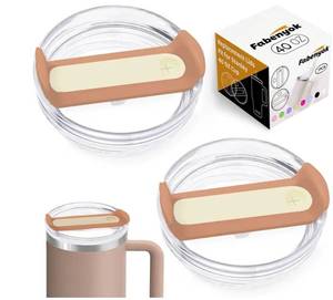 lot 57601 image: 40 OZ Tumbler Lid Replacement Fit for Stanley Cup, 2 Pack Clear Replacement Lids Fit for Stanley Travel Tumbler, Spill Proof Tumbler Covers for Stanley Cup Accessories (Brown) - Retail $9