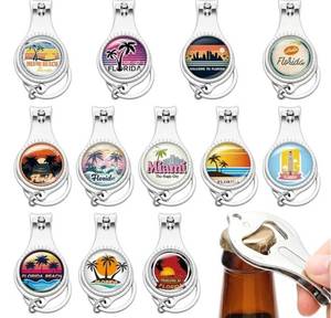 lot 57608 image: 12 Set Florida Keychain Souvenirs and Gifts Bulk Includes Florida Keychains Bottle Openers Nail Clipper Gifts - Retail $16