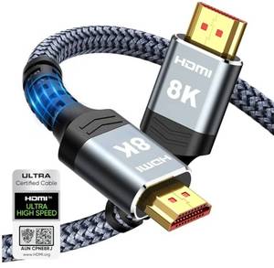 lot 57613 image: Highwings 8K 10K 4K HDMI Cable 48Gbps 6.6FT2M, Certified Ultra High Speed HDMI Cable Braided Cord-4K120Hz 8K60Hz, DTSX, HDCP 2.2 & 2.3, HDR 10 Compatible with Roku TVPS5HDTVBlu-ray - Retail $8