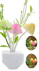 lot 57615 image: Sensor Mushroom Night Light - 1 Pack Color Changing Plug-in Wall LED Mushroom Dream Bed Lamp for Kids Adults Stocking Stuffers Ideas Birthday Gift Cute Nightlight - Retail $5