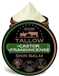 lot 57616 image: Untamed Organics Handmade Tallow, Castor Oil, and Frankincense Oil Skin Balm - 100% Grass-Fed Tallow for Skin Care - Face & Body Moisturizer for Sensitive Skin, Eczema All-Purpose Balm - 2 FL. oz. - Retail $19
