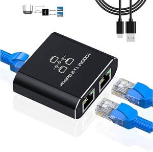 lot 57618 image: Gigabit Ethernet Splitter 1 to 2 - Network Splitter with USB Power Cable, RJ45 Internet Adapter 1000Mbps High Speed for Cat 55e678 Cable 2 Devices Networked Simultaneously - Retail $24