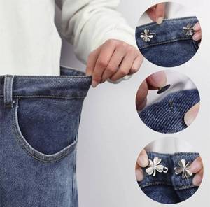 lot 57622 image: Pant Waist Tightener Adjustable Button Pin for Pants - No Sew Detachable Clips to Make Jeans Smaller - 3 Sets Instant Tightener for Loose Pants - Retail $10