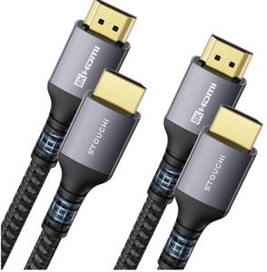 lot 57627 image: 8K HDMI 2.1 Cable 8ft (2-Pack), 48Gbps Ultra High Speed Cord for Gaming (4K120Hz), Reduces Screen Tearing & Lag, Compatible with PS5, Xbox Series X, Mac mini M4, Apple TV, eARC Braided - Retail $16