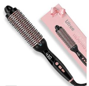 lot 57633 image: Ufree Ionic Thermal Brush, 1.5 Inch Heated Round Brush for Blowout, 30s Fast Heating Curling Brushes with 9 Temp Settings, Dual Voltage Travel Hair Styling Tool, Not Blow Dryer - Retail $30