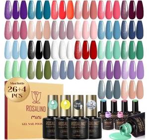 lot 57636 image: 30PCS Gel Nail Polish Set, 26 Classic Colors Gel Polish kit with Base Coat Glossy Matte and Glitter Top Coat Gel Nails Set All Seasons Collection Gift for Women - Retail $10