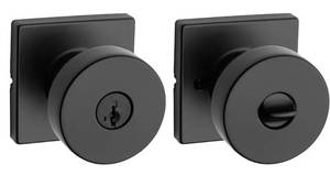 lot 57639 image: Kwikset Pismo Entry Door Knob with Lock and Key, Secure Keyed Handle Exterior, Front Entrance and Bedroom, Matte Black, Pick Resistant SmartKey Rekey Security and Microban - Retail $50
