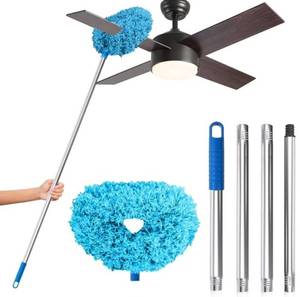 lot 57640 image: Ceiling Fan Cleaner Duster, Reusable Microfiber Duster with Extension Pole, 13 to 48 Inch Fan Blade Cleaner, Removable Dusters for Cleaning Walls Bookshelves Door Window Top (Blue) - Retail $13