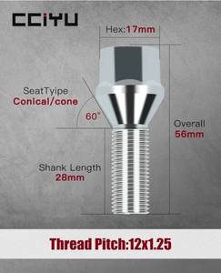 lot 57642 image: M12x1.25 Lug Nuts 20Pcs Wheel Lug Bolts 12x1.25 Shank 28mm Hex 17mm Chrome Lug Nuts Set fit for Jeep for Cherokee for Renegade for Compass for Dodge for Dart for Chrysler 200 for - Retail $20
