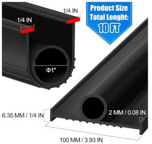 lot 57644 image: Garage Door Bottom Rubber Seals 10 FT Garage Door Weather Stripping Kit Seal Strip Replacement with 14 T Ends & 2 End Plugs, Universal UO Ring Weatherproof Rubber Bottom Seal, Black - Retail $21