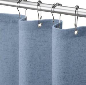 lot 57646 image: Blue Fabric Shower Curtain with Metal Grommets - Retail $15