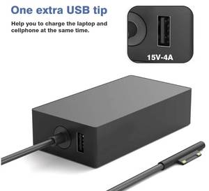lot 57647 image: 65W Surface Pro Charger Compatible with Microsoft Surface Laptop(7.8Ft power cord, 15V 4A) - Retail $20